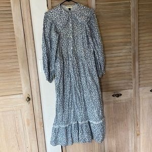 Long sleeve floral midi dress with collar